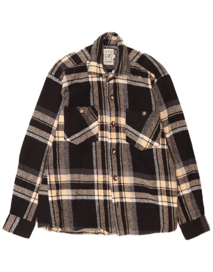 Vintage herre flannel skjorte størrelse 38 Medium sort ternet bomuld