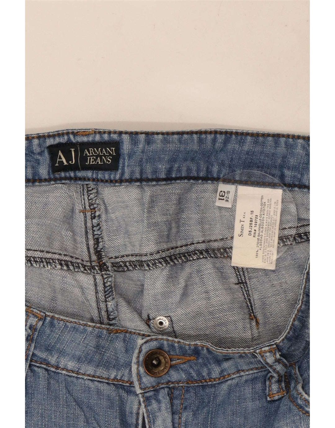 ARMANI Damer Distressed Bootcut Jeans W31 L29 Blå Bomuld