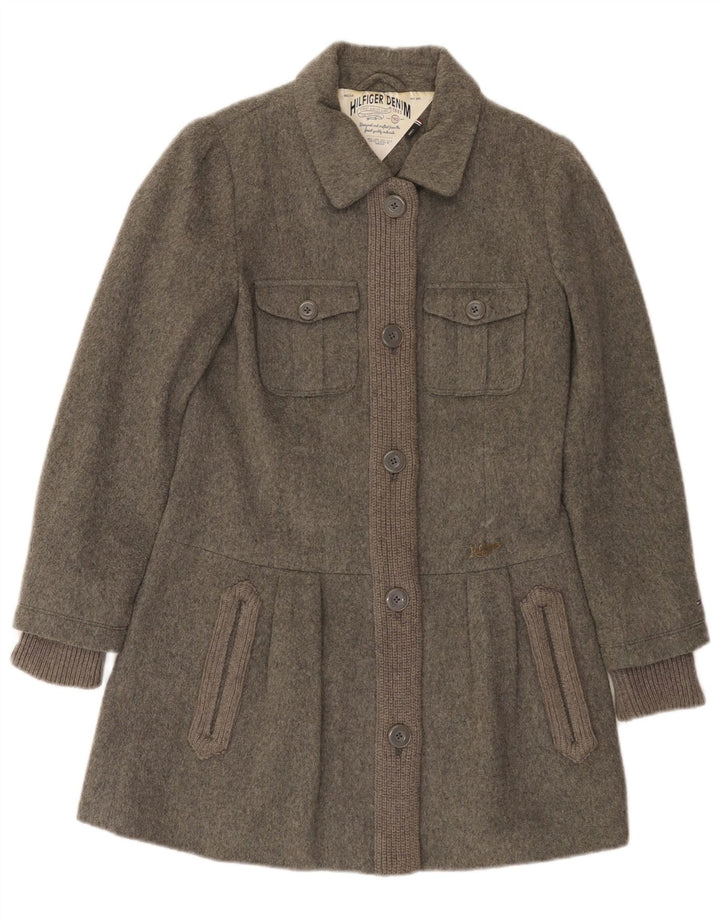 Tommy Hilfiger Dame Overfrakke UK 10 Lille Grå Uld