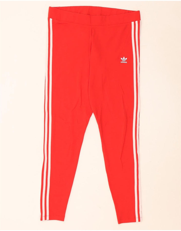 ADIDAS Dame Leggings UK 22 2XL Rød Bomuld