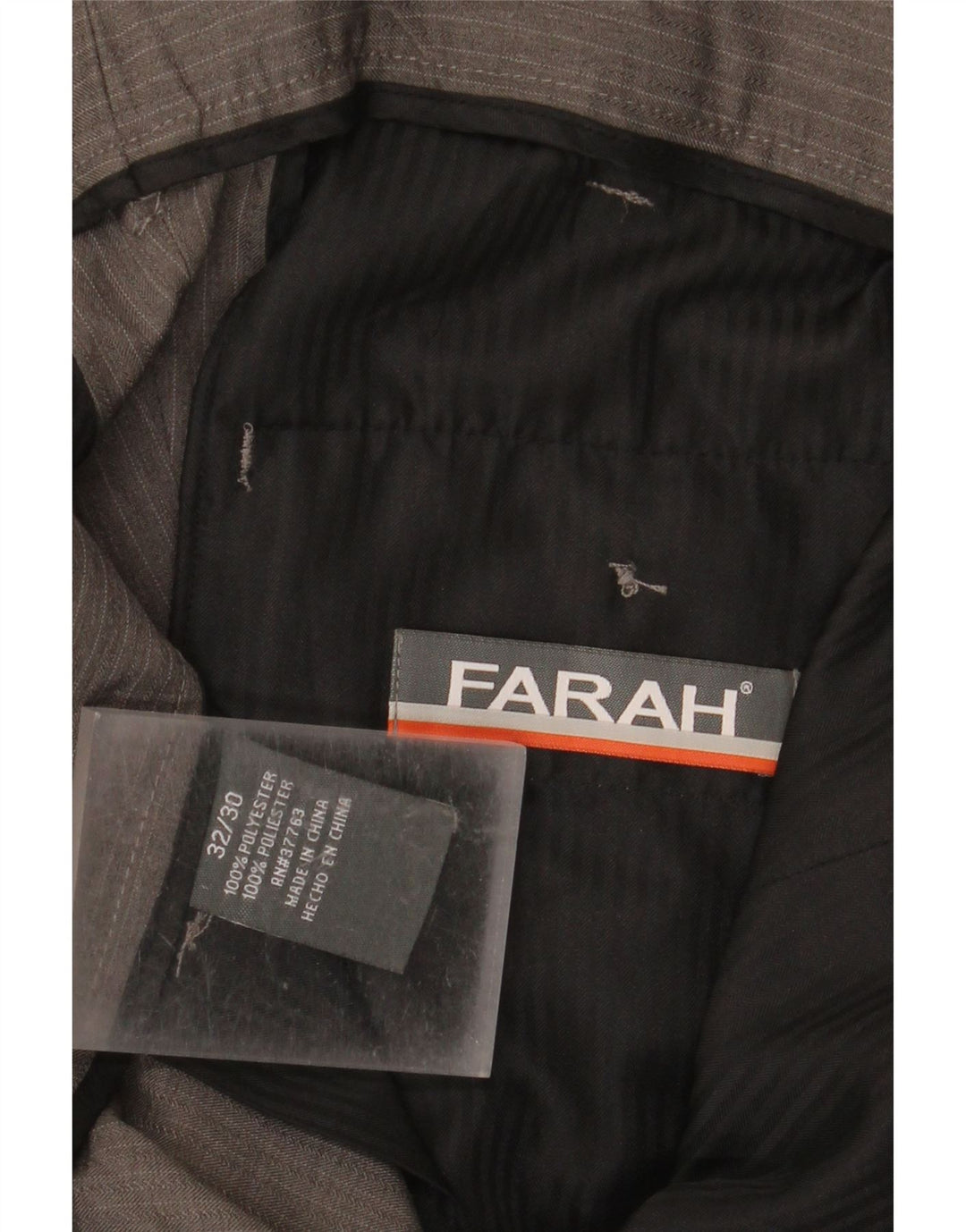 Farah Herre Straight Cropped Trousers W32 L24 Grå Nålestribet Polyester