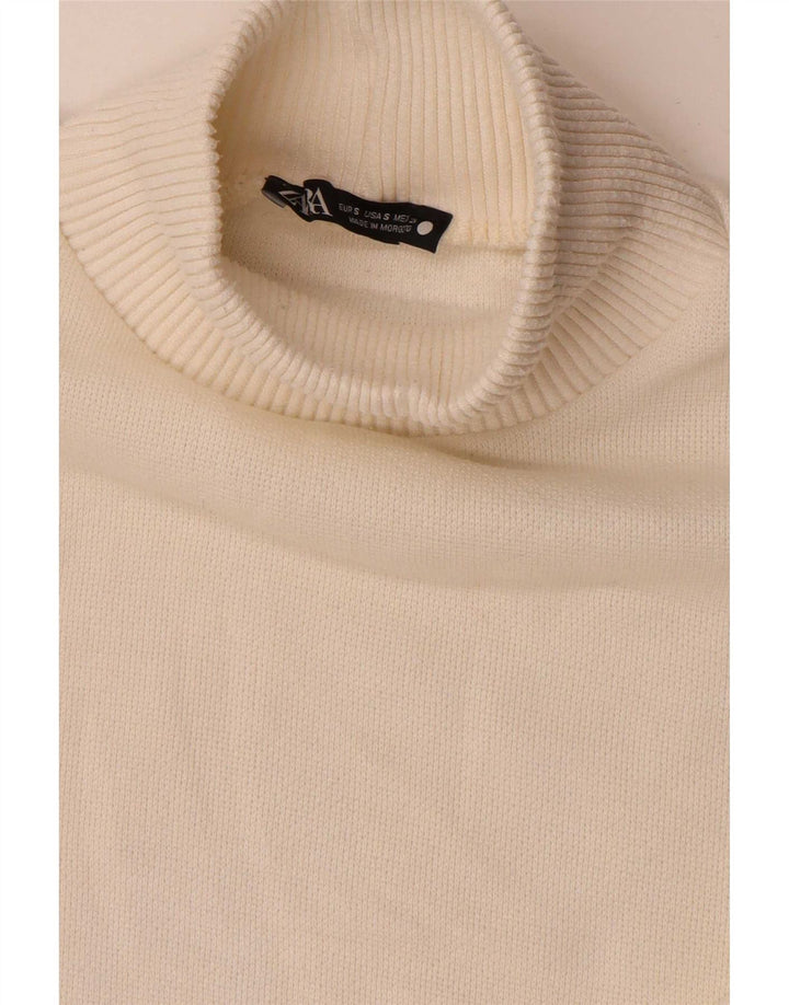 Zara Womens Crop Oversized Turtle Neck Jumper Sweater UK 10 Small Off White