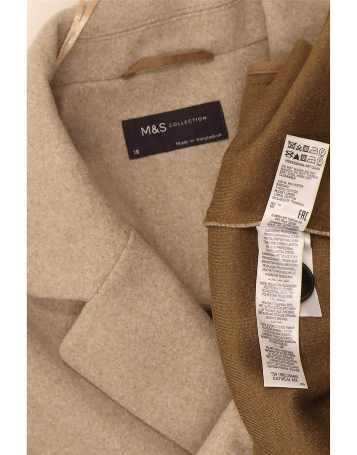 Marks & Spencer Dame Overfrakke UK 18 XL Beige Bomuld