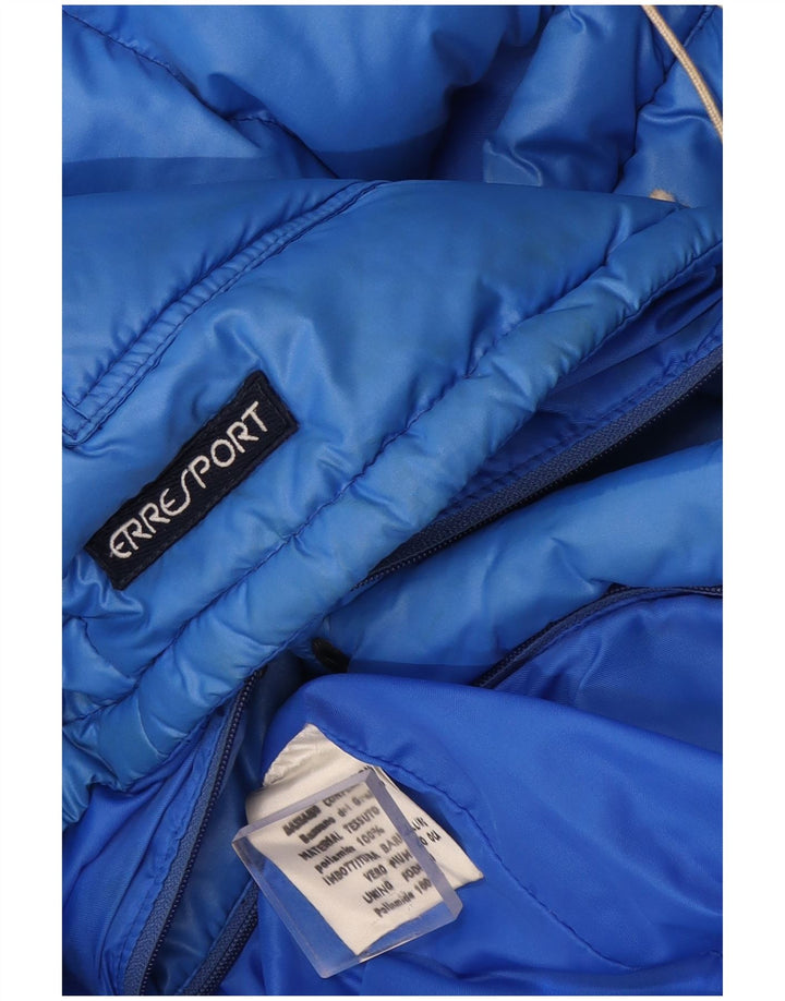 Vintage herre hætte polstret jakke UK 38 medium blå polyamid