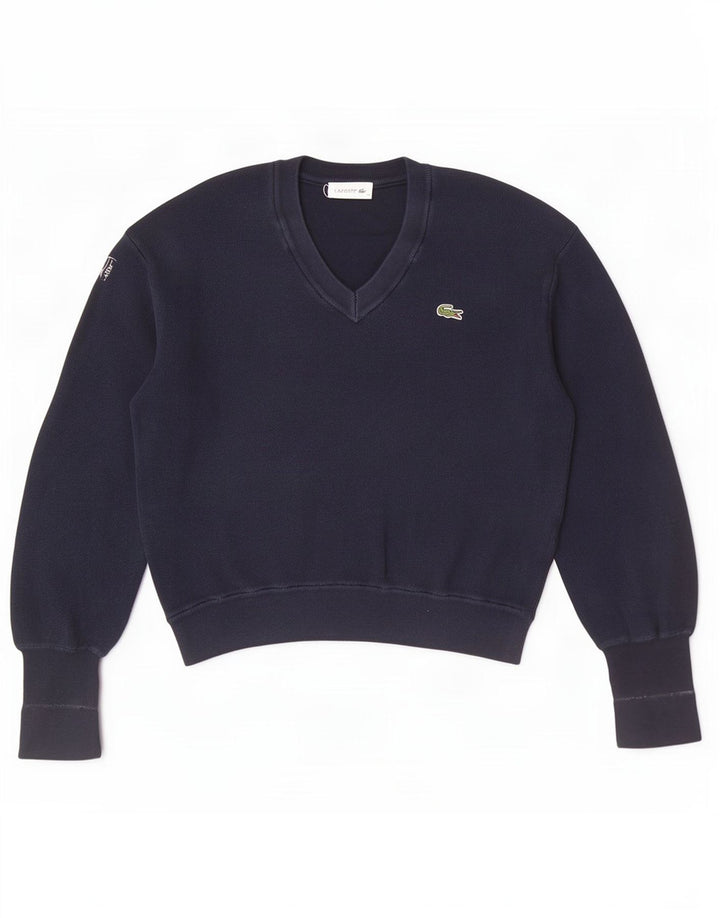 Lacoste Dame Crop V-hals sweater Str. 38 Medium Marineblå Bomuld