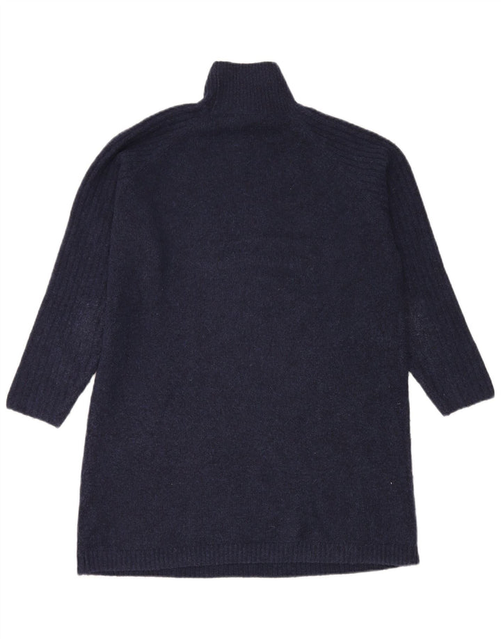 Zara Dame Roll Neck Turtle Neck Jumper Sweater UK 12 Medium Navy Blue