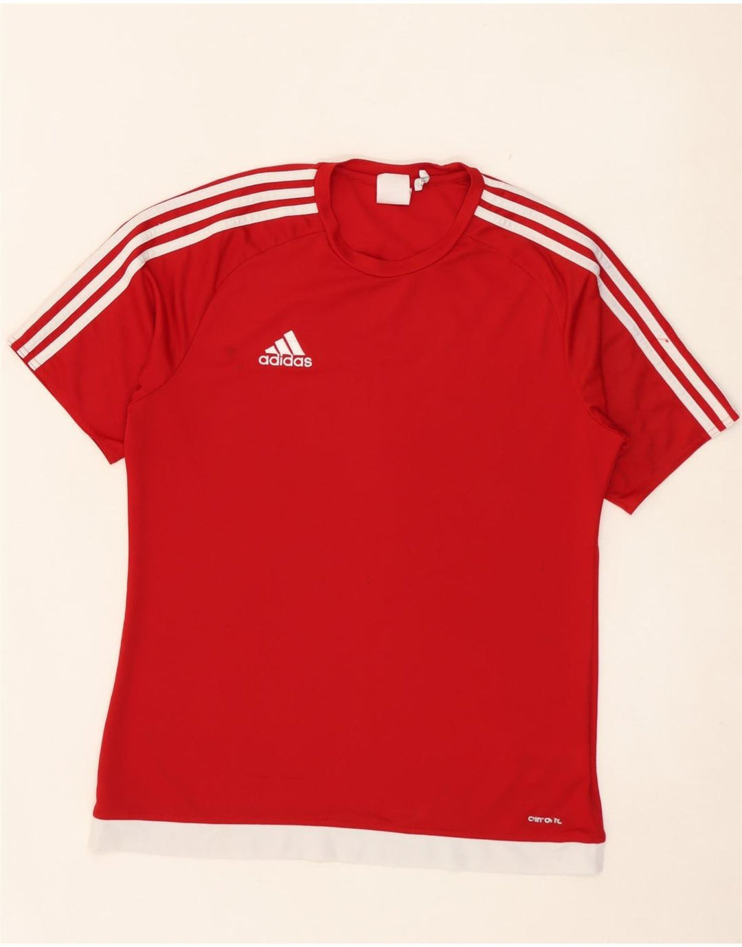 Adidas Herre Climalite T-Shirt Top Medium Rød Colourblock Polyester