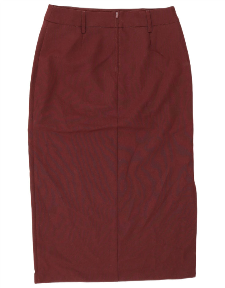 Benetton Dame Midi Nederdel IT 44 Medium W28 Burgundy Polyester