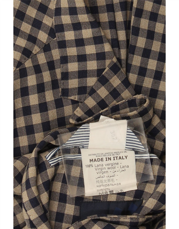 Angelico Herre 2-knaps blazerjakke IT 50 Stor Beige Gingham Wool