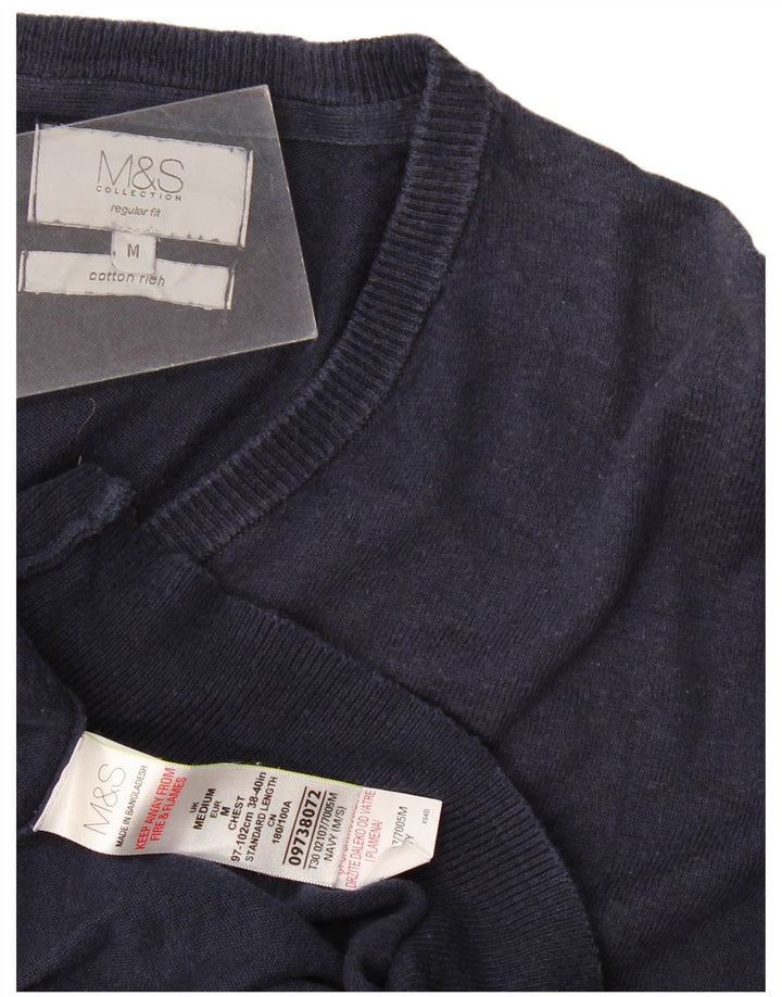 Marks & Spencer Herre Regular Fit V-hals sweater Medium Navy Blue