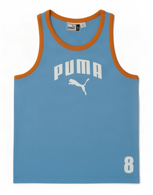 Puma Kvinder Grafisk Vest Top UK 18 XL Blå Colourblock Bomuld