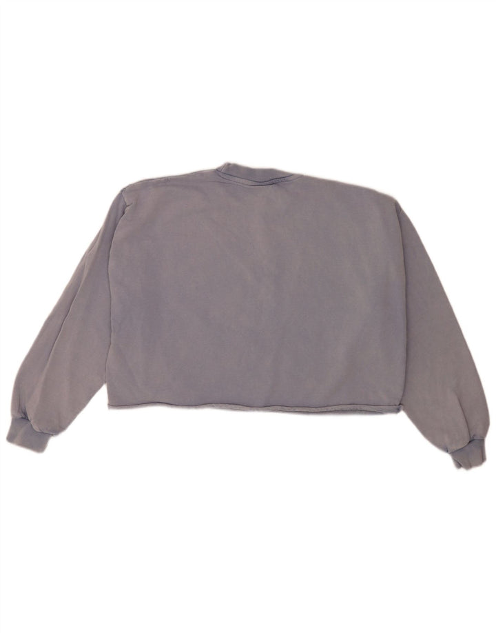 Ellesse Womens Crop Oversized Sweatshirt Jumper UK 8 Small Blue Cotton