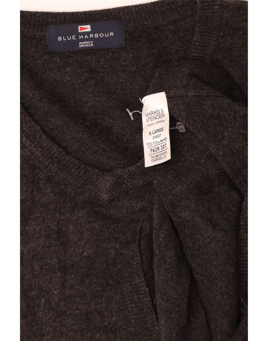 Marks & Spencer Herre Blue Harbor V-hals sweater XL Grå Akryl