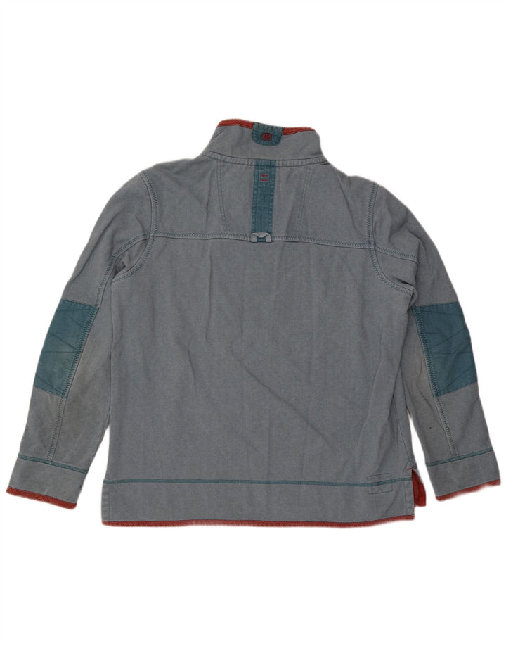 Fat Face Herre Zip Neck Sweatshirt Jumper Stor Blå Bomuld