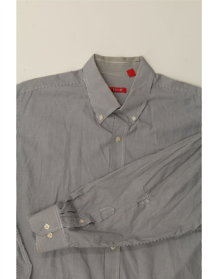 IZOD Mens Shirt XL Navy Blue Striped Cotton Vintage Izod and Second-Hand Izod from Messina Hembry 