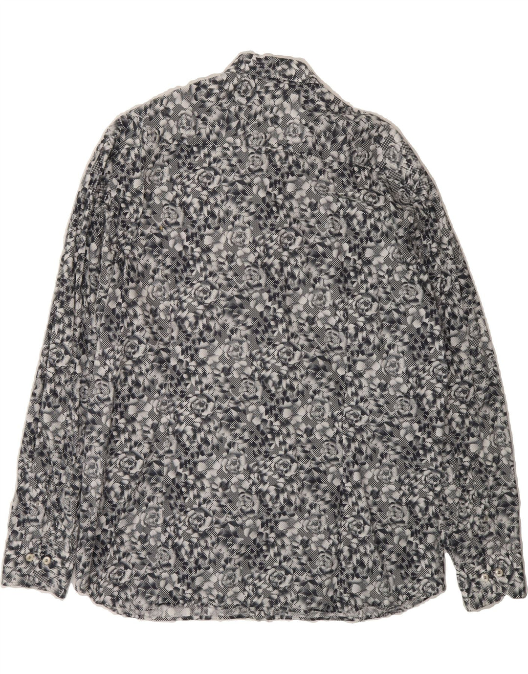 SIGNUM Mens Shirt XL Grey Floral Cotton Vintage Signum and Second-Hand Signum from Messina Hembry 