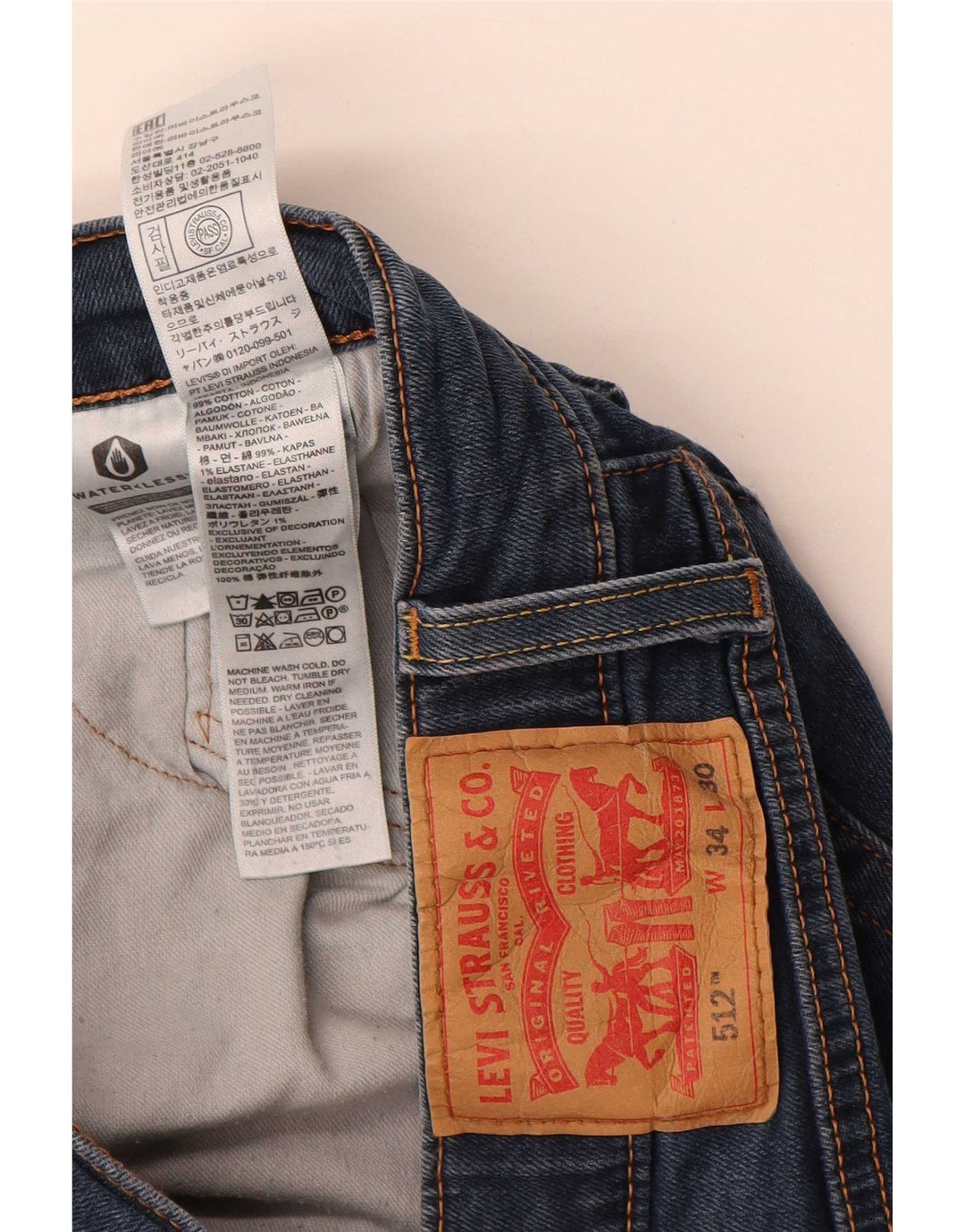 Levi's Herre 512 Slim Tapered Jeans W34 L30 Blå Bomuld