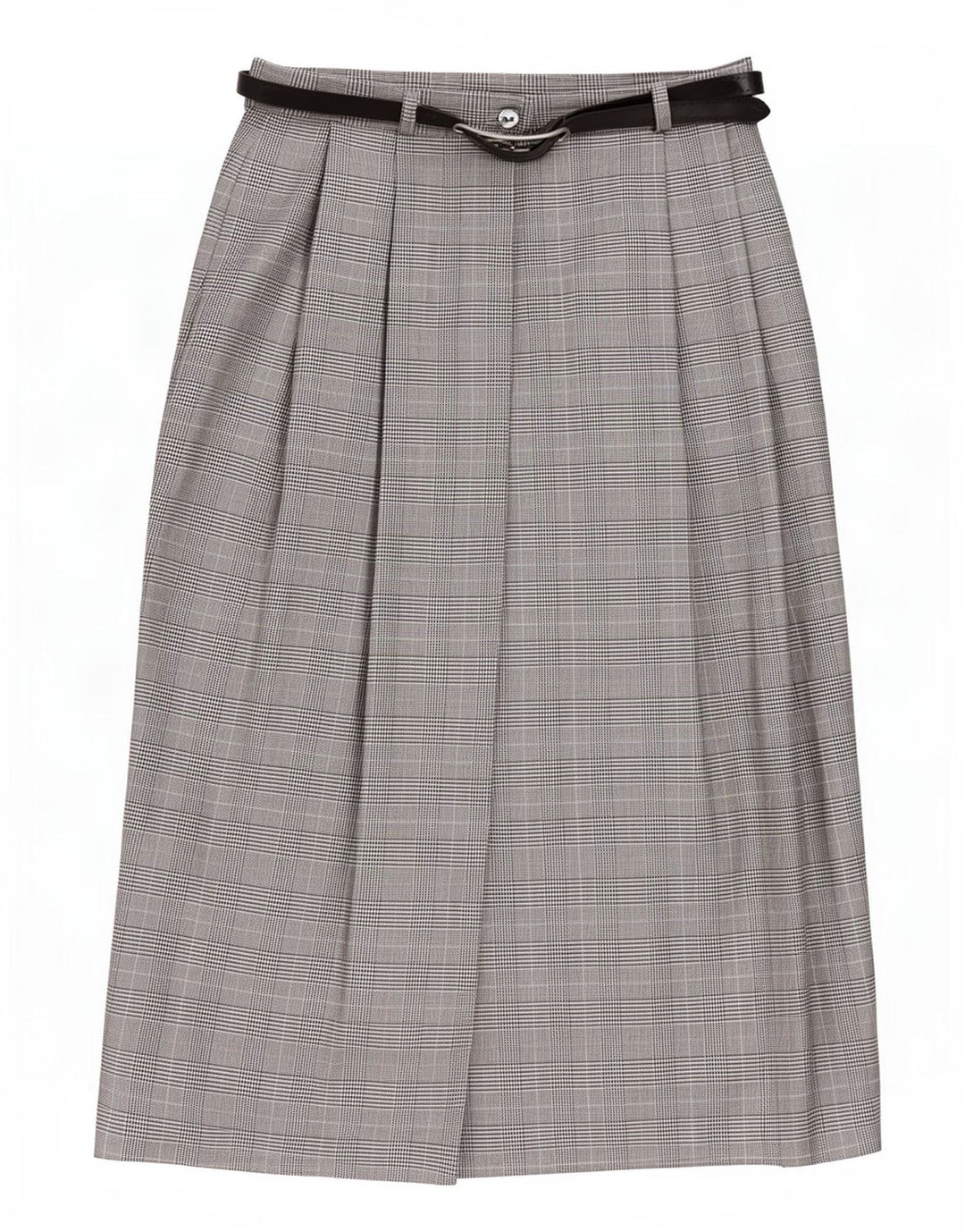 Vintage slå-om nederdel til kvinder UK 10 Small W27 Grå Houndstooth Polyester