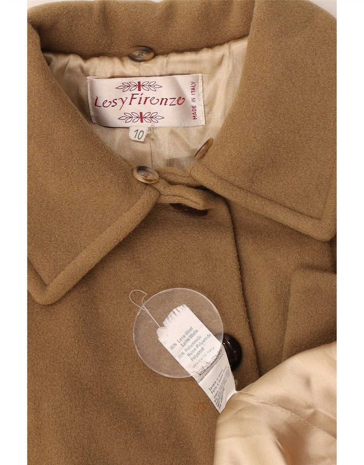 Lesy Womens Overcoat UK 10 Small Beige Uld