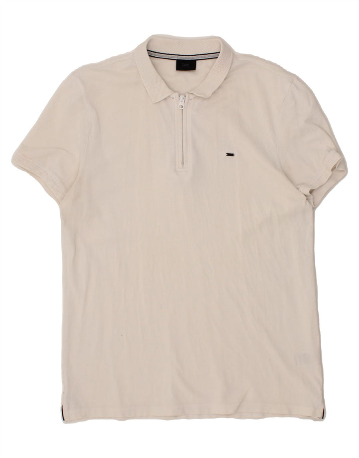 LEE Womens Polo Shirt UK 16 Large White Cotton Vintage Lee and Second-Hand Lee from Messina Hembry 