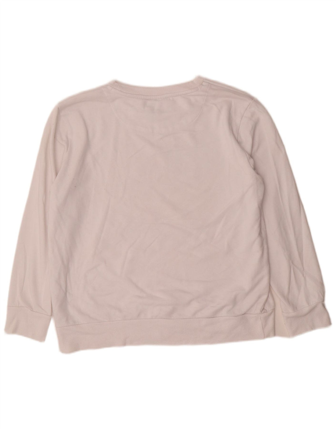 Dkny Dame Grafisk Sweatshirt Jumper UK 14 Medium Hvid Bomuld