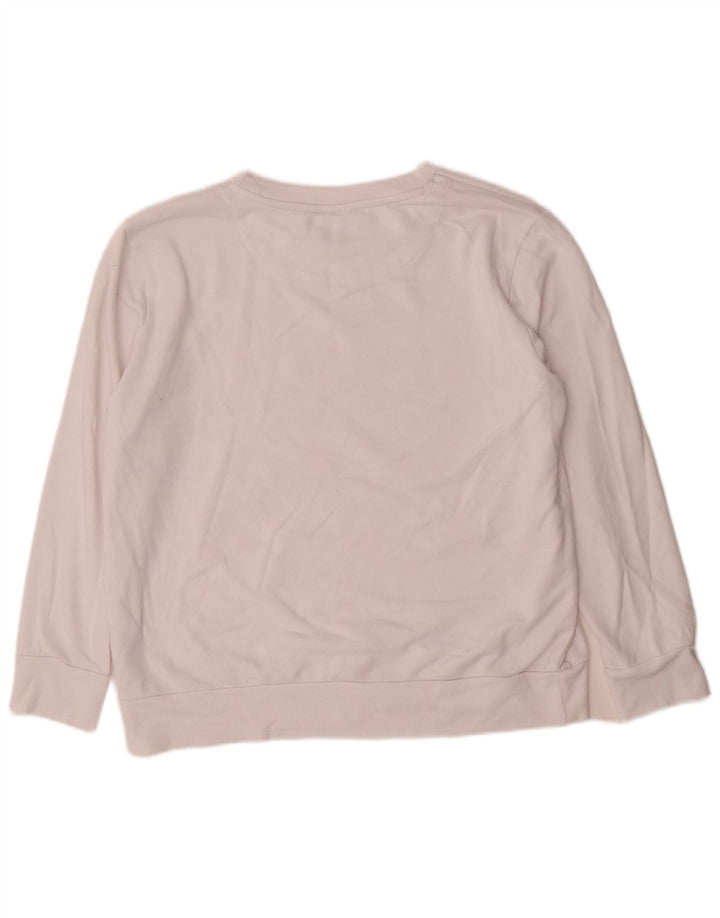 Dkny Dame Grafisk Sweatshirt Jumper UK 14 Medium Hvid Bomuld
