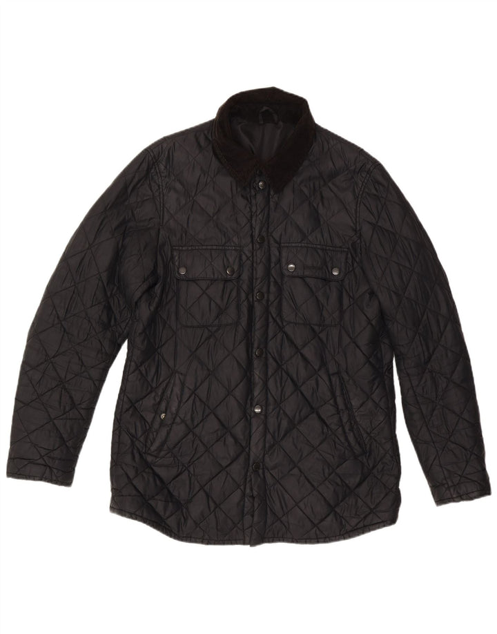Barbour Herre quiltet jakke UK 40 Stor sort polyamid