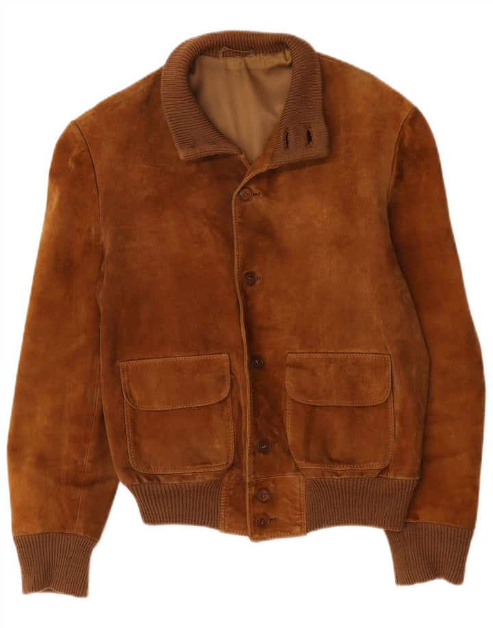 Vintage herre ruskind bomberjakke UK 38 medium brunt læder