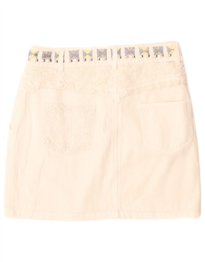 Desigual Dame Mini Denim Nederdel W26 Lille hvid Bomuld
