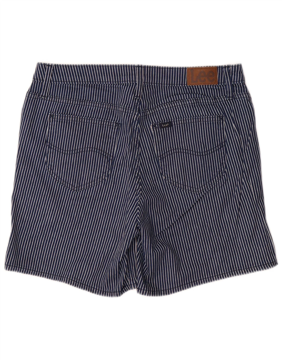 LEE Dame Mid Rise Casual Shorts US 12 Large W32 Navy Blue Pinstripe