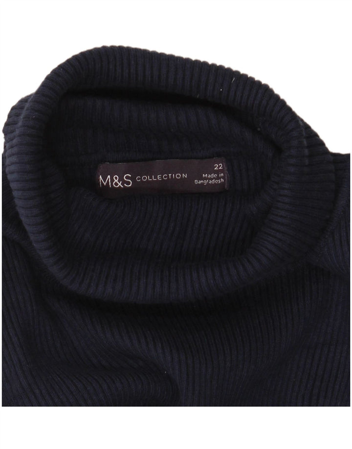MARKS & SPENCER Dame Rullehals sweater UK 22 3XL Navy Blue