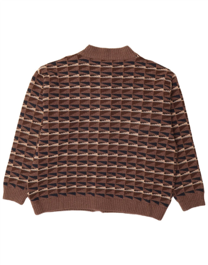 Mazzonetto Herre Cardigan Sweater XL Brun Geometrisk