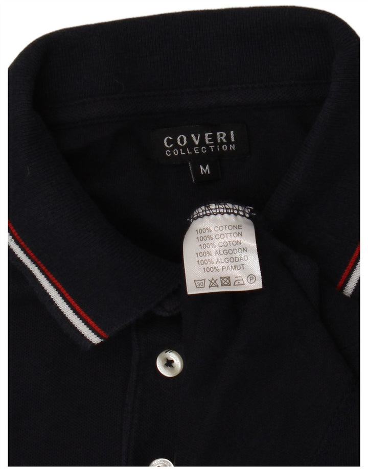 COVERI Mens Long Sleeve Polo Shirt Medium Navy Blue Cotton
