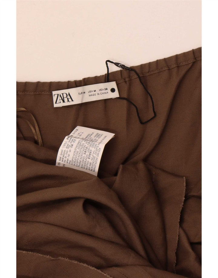 Zara Dame Halter Dress UK 12 Medium Brown Lyocell