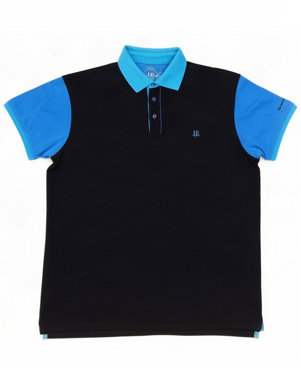 Harmont & Blaine Mens Polo Shirt 2XL Navy Blue Colourblock Cotton