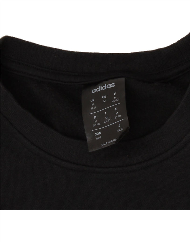 ADIDAS Womens Sweatshirt Jumper UK 12/14 Medium Black Cotton Vintage Adidas and Second-Hand Adidas from Messina Hembry 