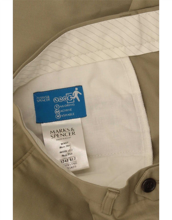 Marks & Spencer Herre Pegged Casual Bukser W34 L31 Khaki Polyester