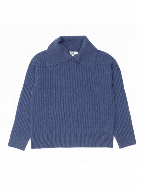 Marks & Spencer Womens Oversized Polo Neck Jumper Sweater UK 10 Small Blue