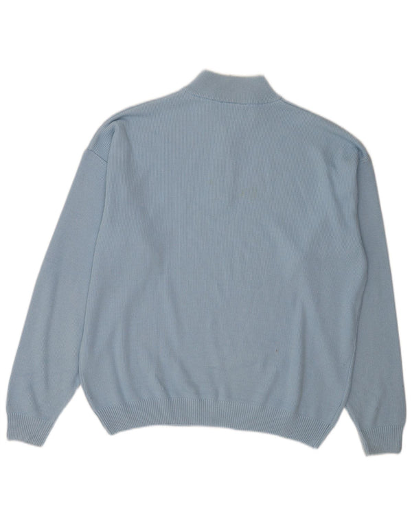 Lacoste Herre Zip Neck Jumper Sweater Størrelse 6 XL Blå Bomuld
