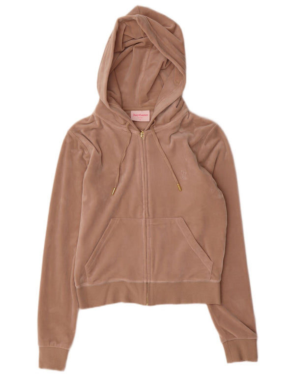 Juicy Couture Dame Velour Hættetrøje Sweater UK 10 Small Beige Polyester