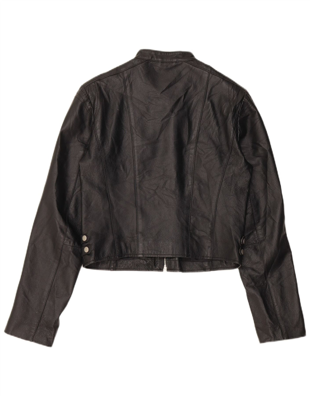 Conbipel Womens Crop Læder Biker Jacket IT 44 Medium Sort Læder