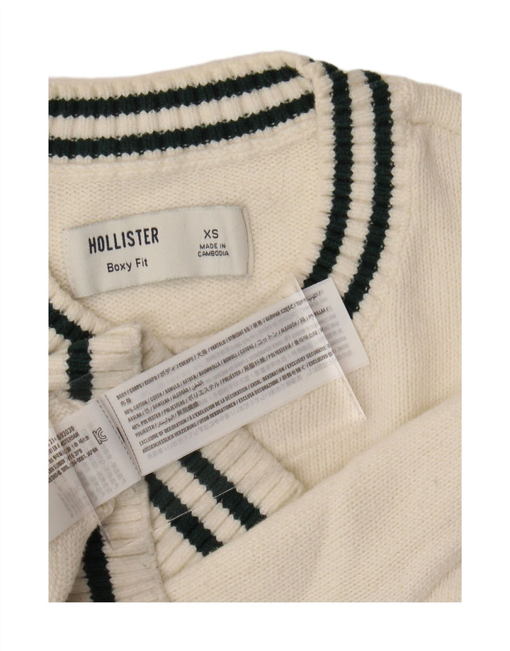 HOLLISTER Kvinde Boxy Oversized Jumper Sweater med rund hals UK 6 XS Off White