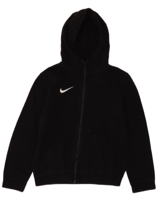Nike Boys Zip Hoodie Sweater 10-11 Years Medium Black Cotton