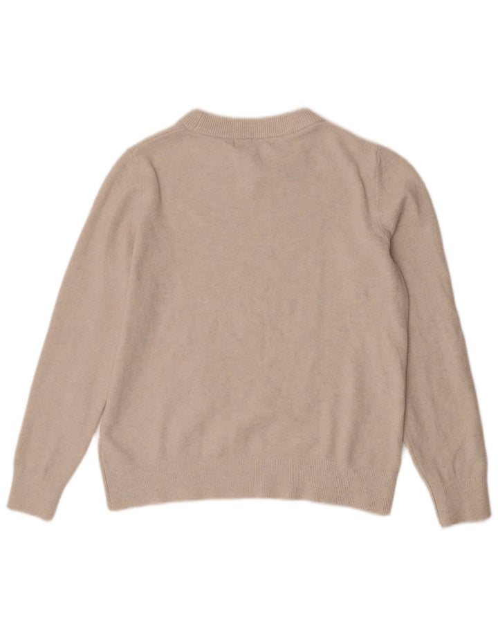 Marks & Spencer Dame Boat Neck Jumper Sweater UK 10 Small Beige Polyester