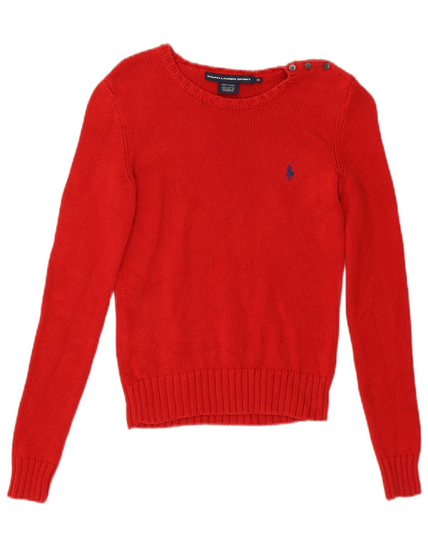 Ralph Lauren Dame Boat Neck Jumper Sweater UK 6 XS Rød Bomuld