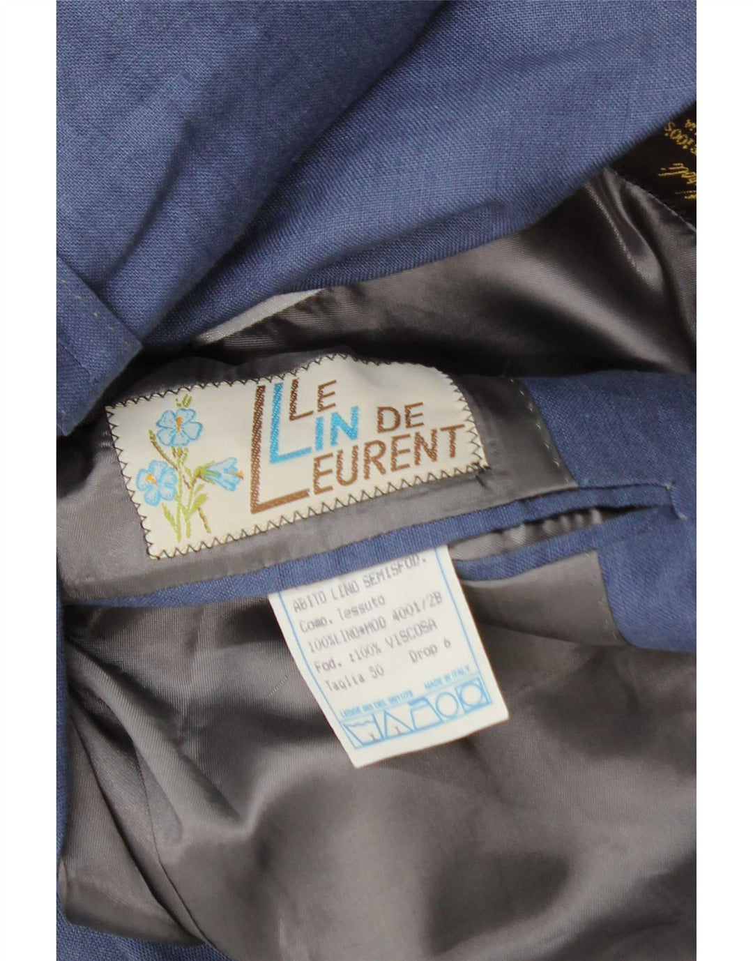 Vintage herre 2-knaps blazerjakke IT 50 Large Blue Linen