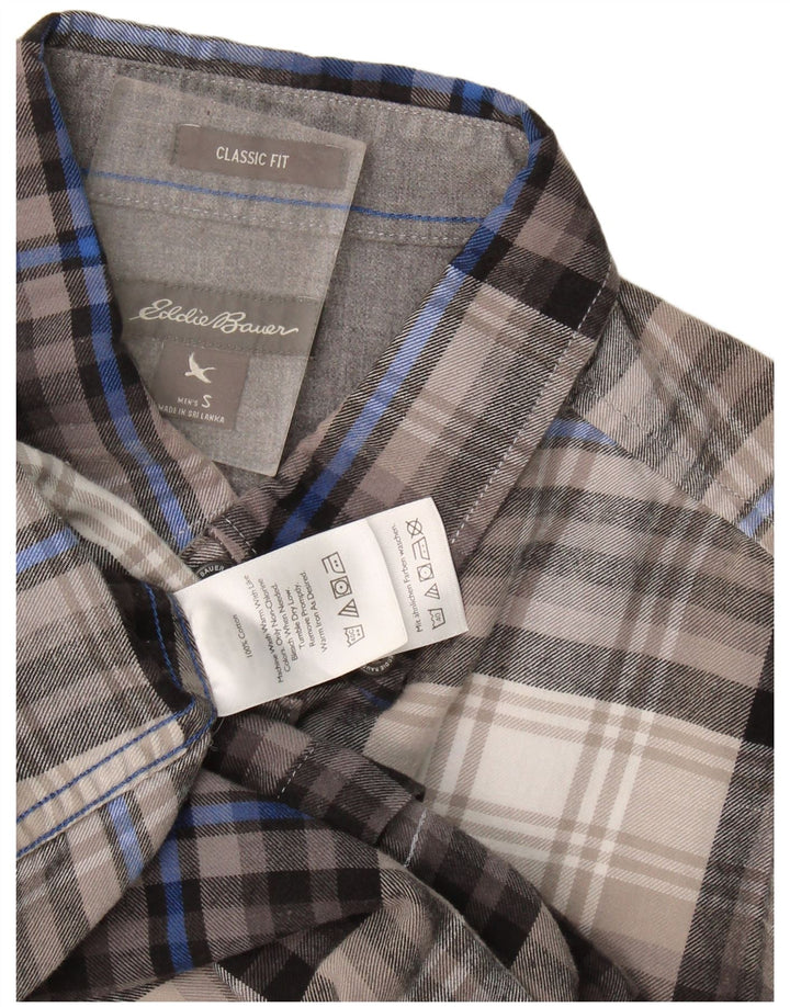 Eddie Bauer Herre Classic Fit Flanelskjorte Lille grå ternet bomuld