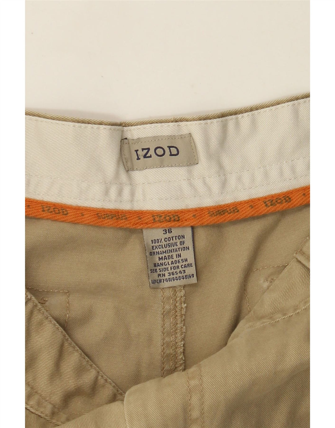 IZOD Herre Cargo Shorts W36 Large Beige Bomuld
