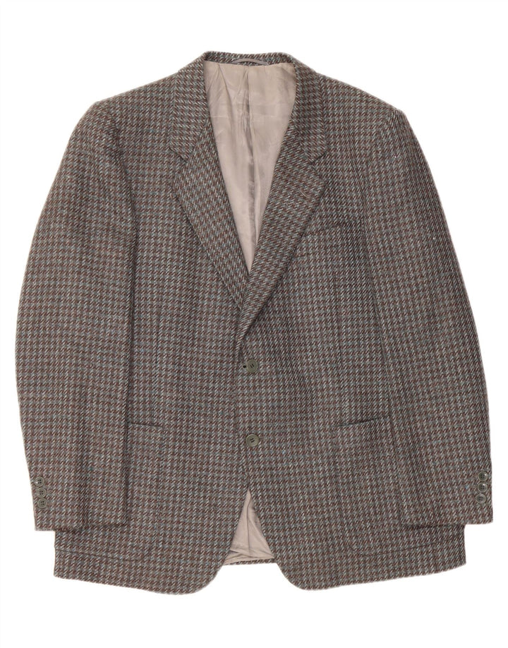 VINTAGE Herre 2-knaps blazerjakke UK 38 Medium Grey Houndstooth