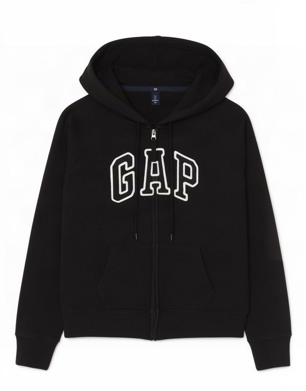 Gap Dame Grafisk Hættetrøje Sweater UK 16 Stor Sort Bomuld